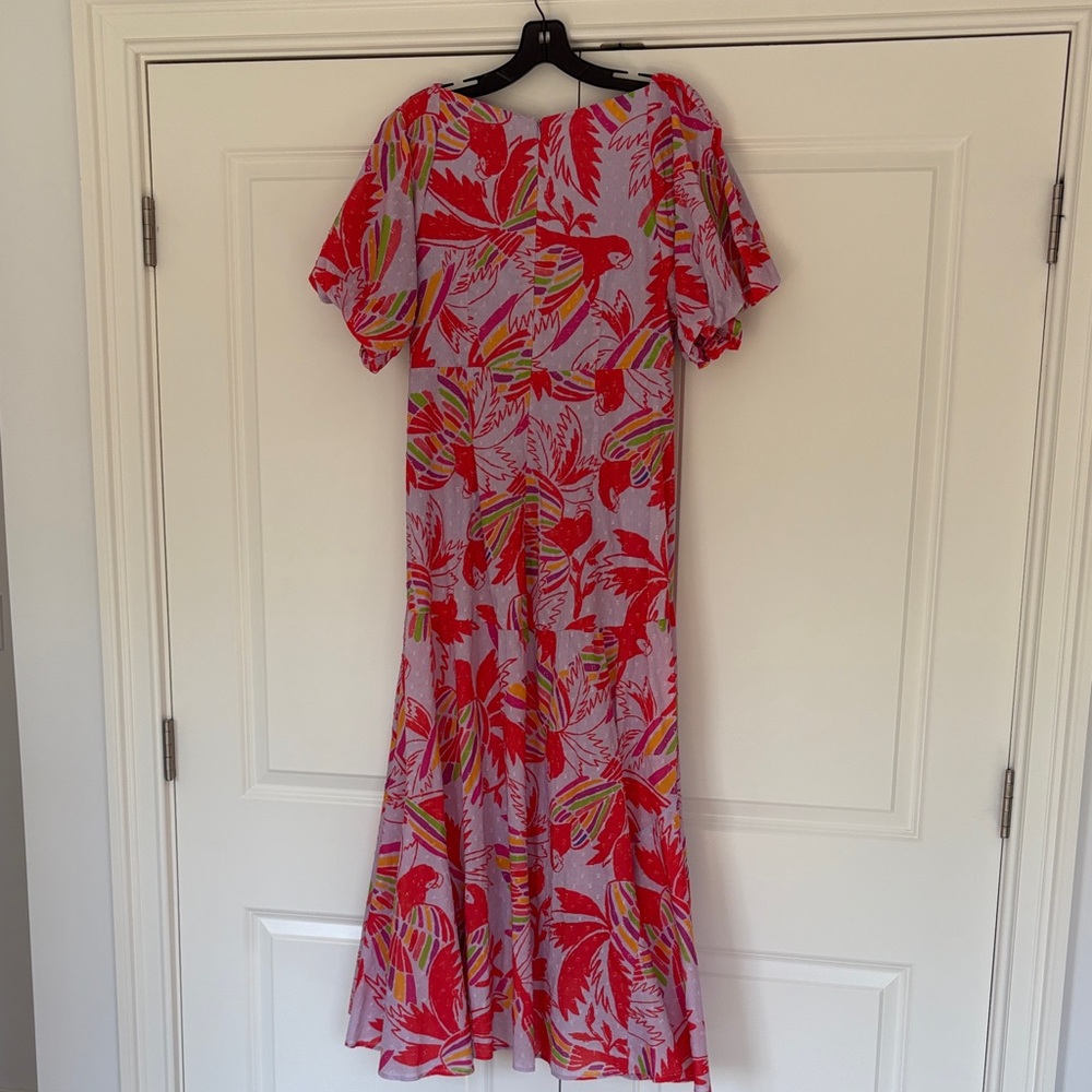 Farm Rio V-Neck Maxi Button Down Dress Dress in Lavender and Red - Picture 7 of 9